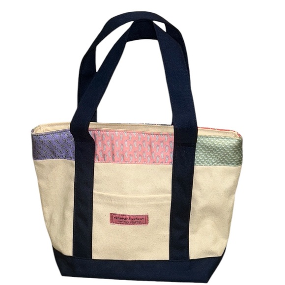 Vineyard Vines Canvas Fabric Whale Sailboat Palm Tree Golf Printed Tote Bag - Picture 14 of 14